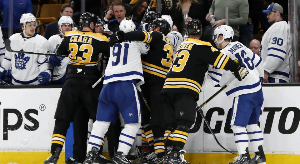 The Boston Bruins and Toronto Maple Leafs have formed quite the dislike for each other. (Photo by Fred Kfoury III/Icon Sportswire via Getty Images)