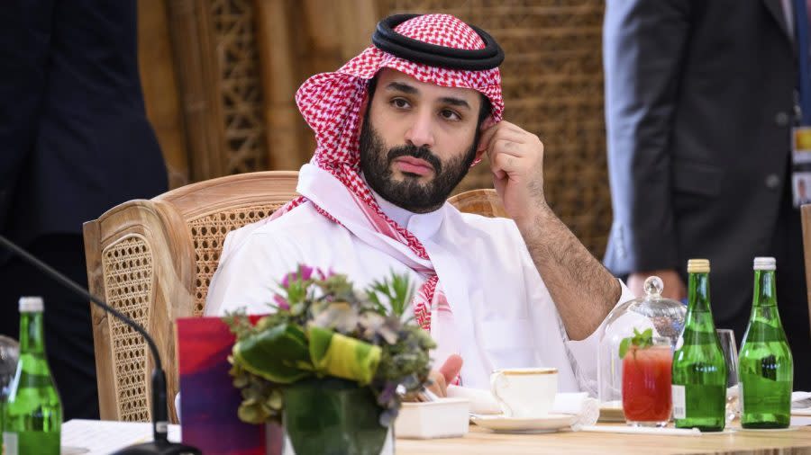 FILE - Crown Prince Mohammed bin Salman of Saudi Arabia takes his seat ahead of a working lunch at the G20 Summit, Nov. 15, 2022, in Nusa Dua, Bali, Indonesia. White House national security adviser Jake Sullivan spoke by phone with the crown prince on Tuesday, April 11, 2023, amid signs that the Saudis and Iran-allied Houthis in Yemen are making “significant progress” toward finding a permanent end to the nine-year conflict, according to a senior administration official. (Leon Neal/Pool Photo via AP, File)