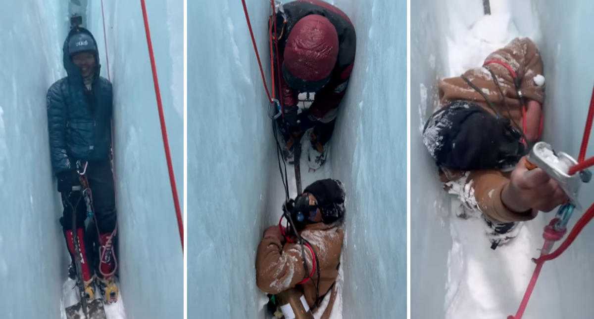 Terrifying Mount Everest Rescue After Man Plunges Into 6000m Icy Crevasse 