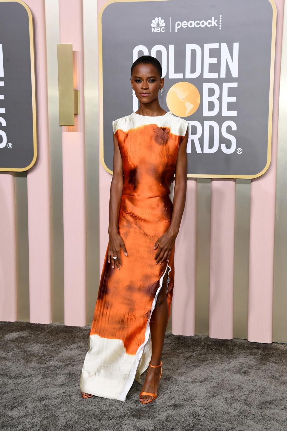 Letitia Wright attends the 2023 Golden Globes.