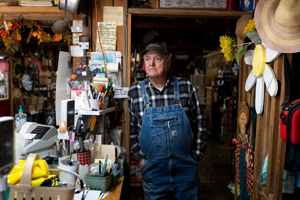 Paul Dennison, owner of Dennison’s Roadside Market, stands for a portrait in the market on Jan. 22, 2024, in Hart County, Kentucky.