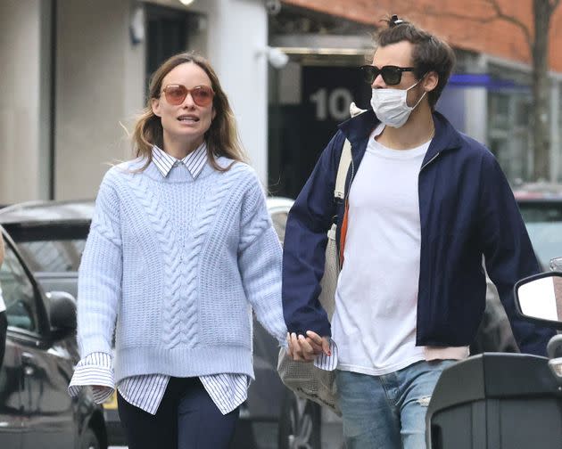 Harry Styles and Olivia Wilde are seen in London, England. (Photo: Neil Mockford via Getty Images)