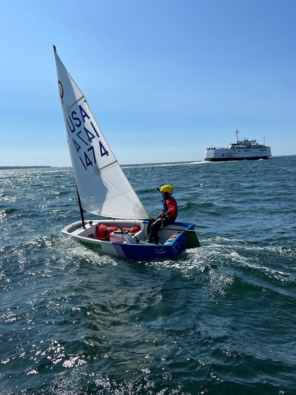 Briggs Kossmann sailed across the wakes of three ferries on his solo trip from Falmouth to Martha's Vineyard in September.