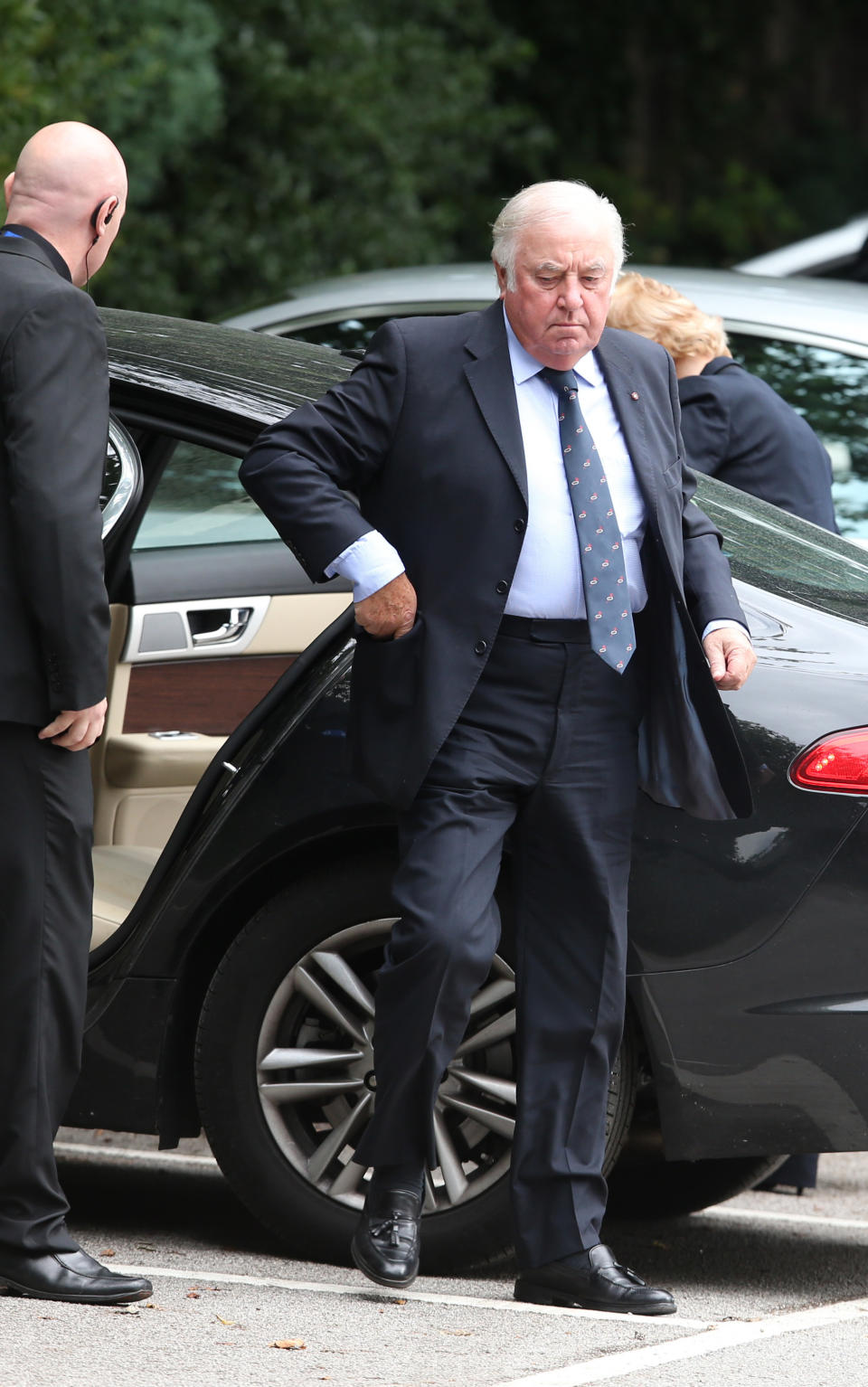 Jimmy Tarbuck arrives for the funeral of Cilla Black at St Mary's Church in Woolton, Liverpool.