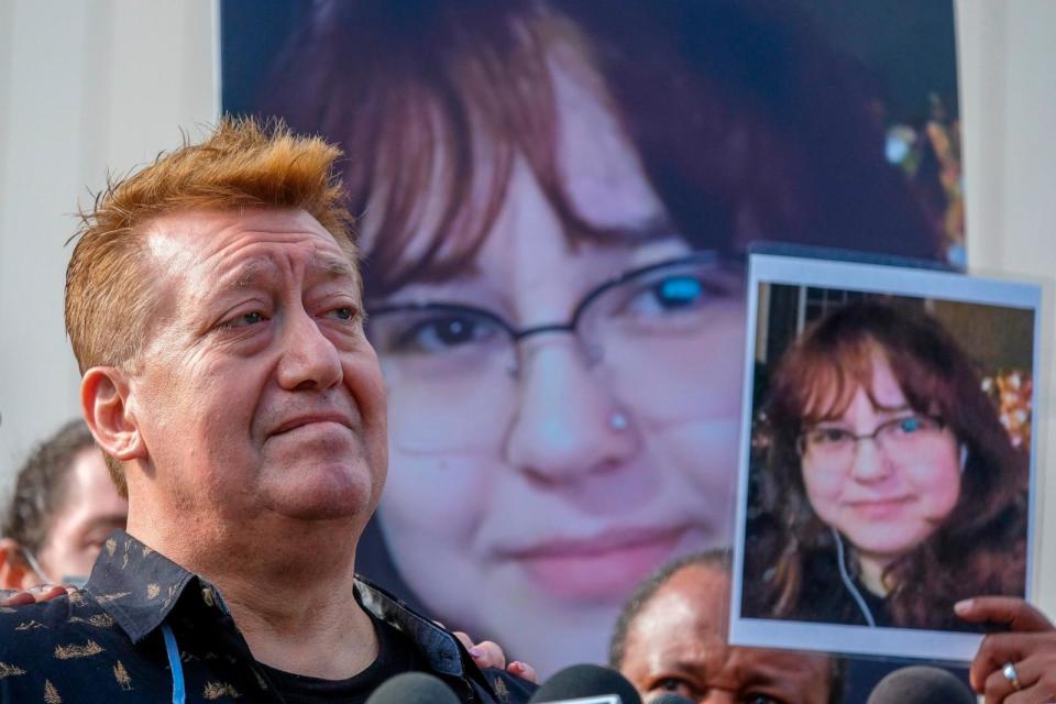 PHOTO: In this Dec. 28, 2021, file photo, Juan Pablo Orellana Larenas, father of Valentina Orellana Peralta, speaks during a news conference outside the Los Angeles Police Department headquarters in Los Angeles. (Ringo H.W. Chiu/AP, FILE)