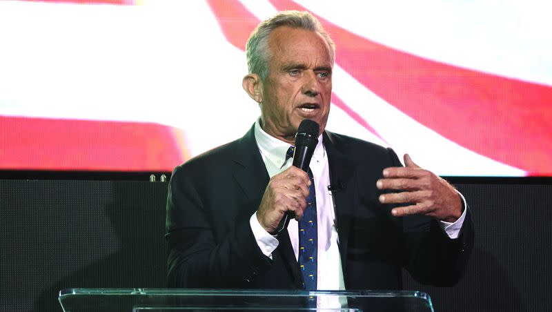 Independent presidential candidate Robert F. Kennedy Jr. speaks at a rally in Salt Lake City on Thursday, Nov. 30, 2023.