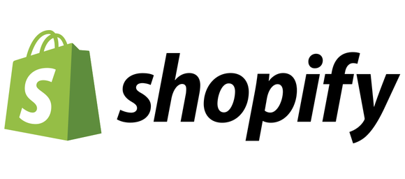 Shopify logo, with green bag with letter S on it.