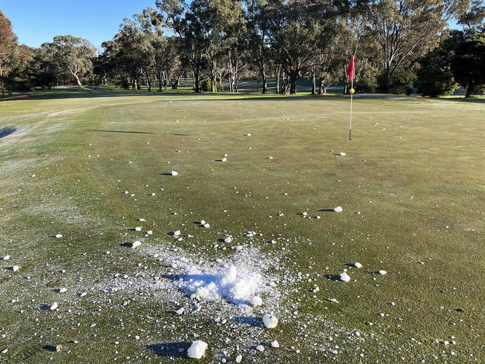 Ice on golf course in Victoria