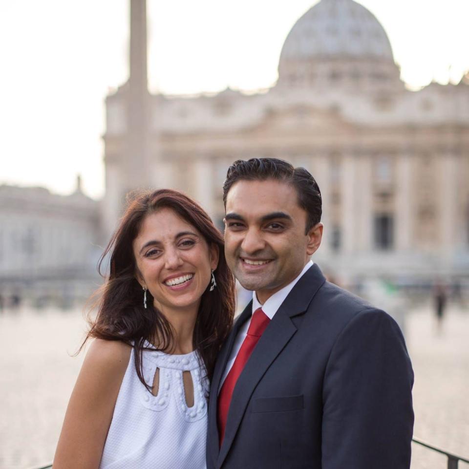 Ashley Puglia Noronha with her husband, John, at the Vatican