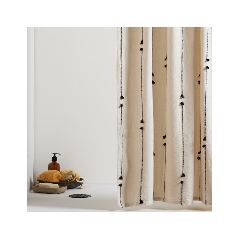 Organic Pom Pom Shower Curtain