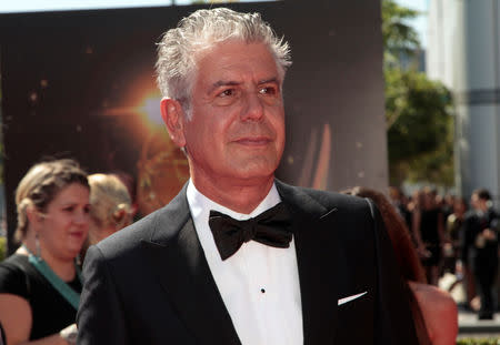 FILE PHOTO: Chef and television personality Anthony Bourdain arrives at the 65th Primetime Creative Arts Emmy Awards in Los Angeles, California September 15, 2013. REUTERS/Jonathan Alcorn/File Photo