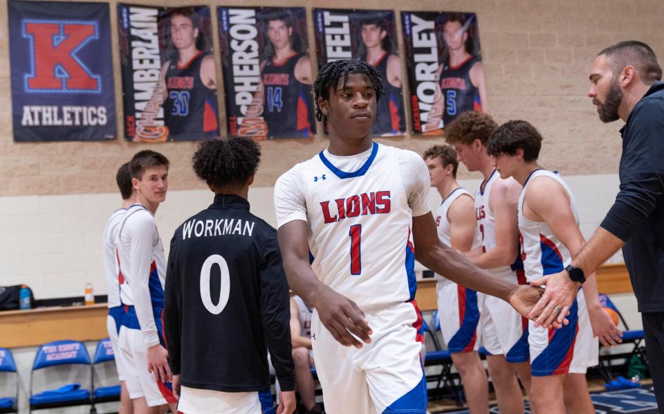 King's Academy Javian Jones against Santa Fe Catholic in West Palm Beach, Florida on February 16, 2023.