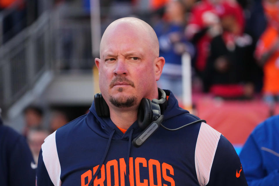 Nathaniel Hackett is looking for his first job since the Broncos fired him in December. (Ron Chenoy-USA TODAY Sports)