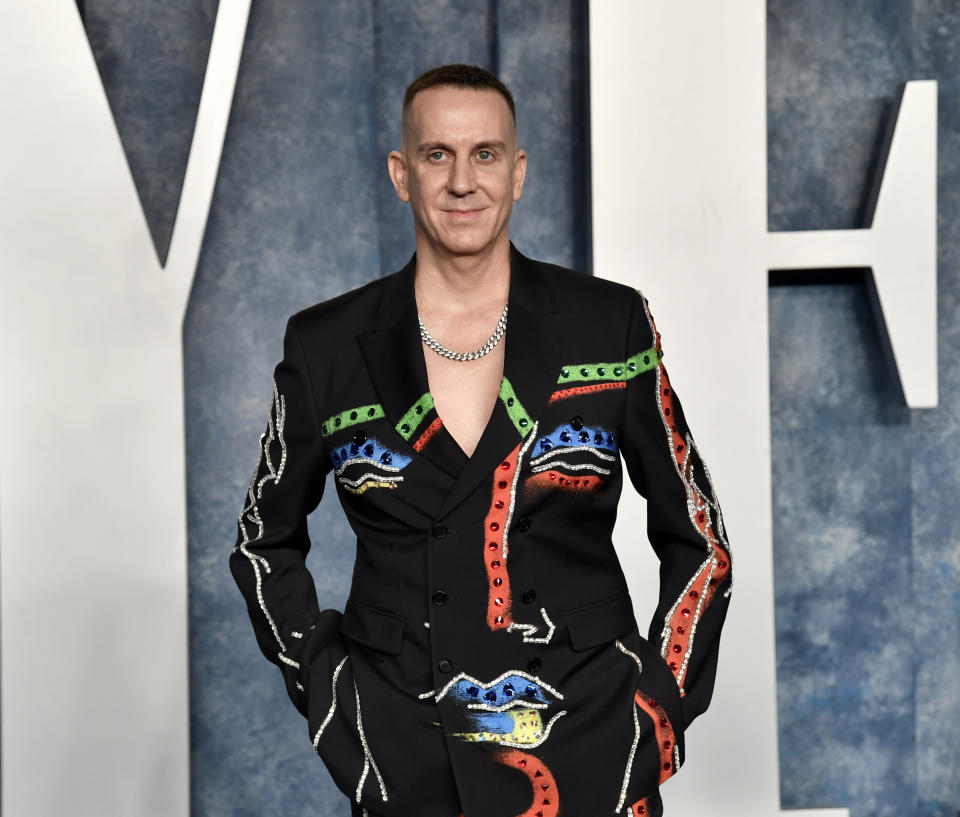 FILE - Jeremy Scott appears at the Vanity Fair Oscar Party on Sunday, March 12, 2023, at the Wallis Annenberg Center for the Performing Arts in Beverly Hills, Calif. Scott is stepping down as creative director of Italian luxury house Moschino after a decade of wild and wacky fashion shows and his elegant dressing of numerous celebrities.The company made the announcement Monday in an email statement. (Photo by Evan Agostini/Invision/AP, File)