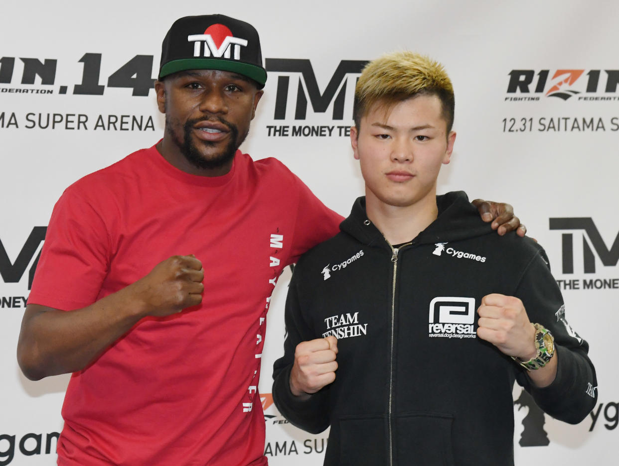 After weeks of theatrics, details were announced for Floyd Mayweather’s fight with Japanese kickboxer <span>Tenshin Nasukawa. (Getty)</span>