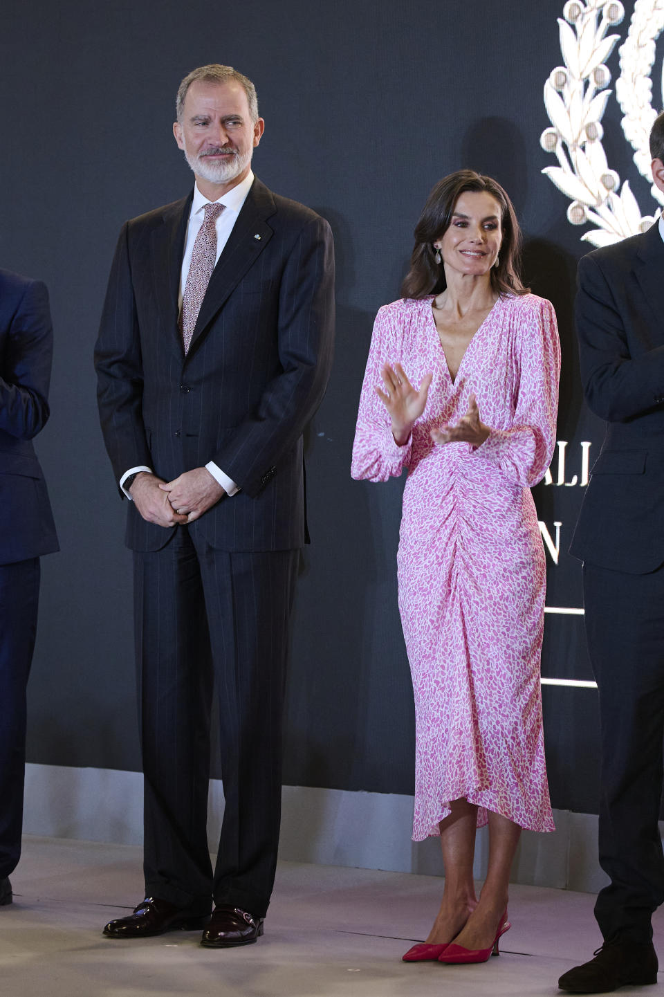 King Felipe VI of Spain, Queen Letizia of Spain, queen letizia, slingback pumps, Magrit, barbiecore