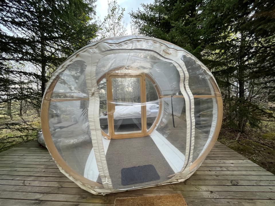 A slightly deflated bubble at the Bubble Hotel in Iceland.