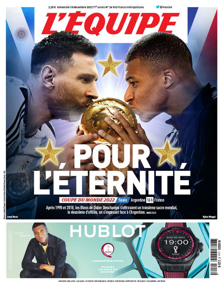 A Kylian Mbappé, Lionel Messi lo ve cada día en la temporada de PSG, pero a la Copa del Mundo se la cruzó en Brasil 2014 y no pudo tocarla; ahora tiene otra chance, según él, la última.