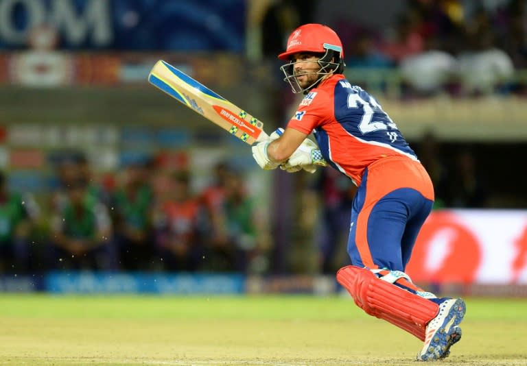 Delhi Daredevils batsman J-P Duminy plays a shot during the 2016 Indian Premier League (IPL) T20 match against Rising Pune Supergiants in Visakhapatnam on May 17, 2016