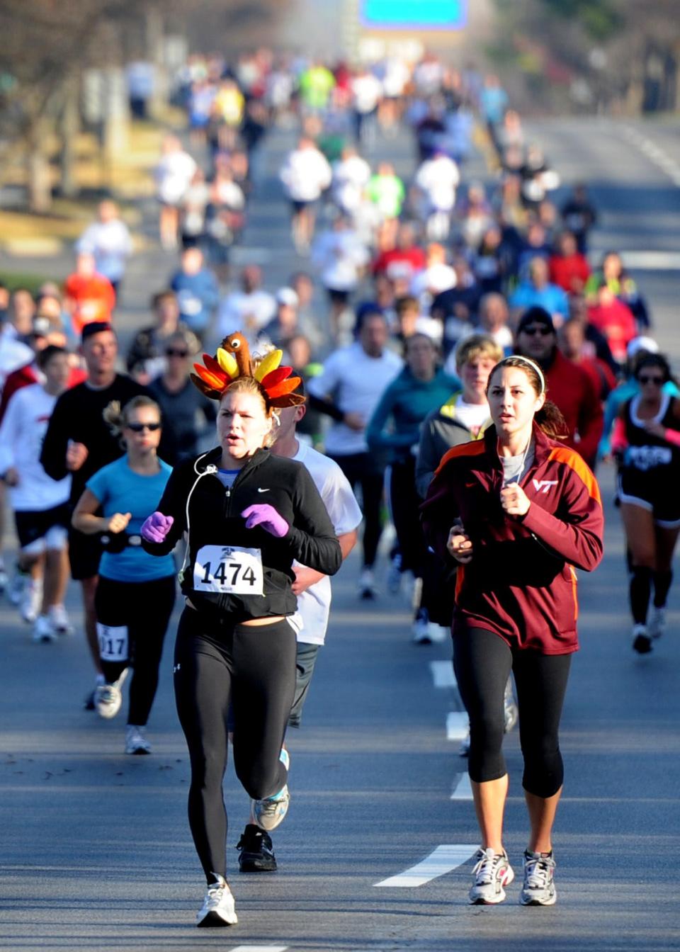 Runners participate in the Turkey Trot 5K in Cool Springs on Thanksgiving Day.