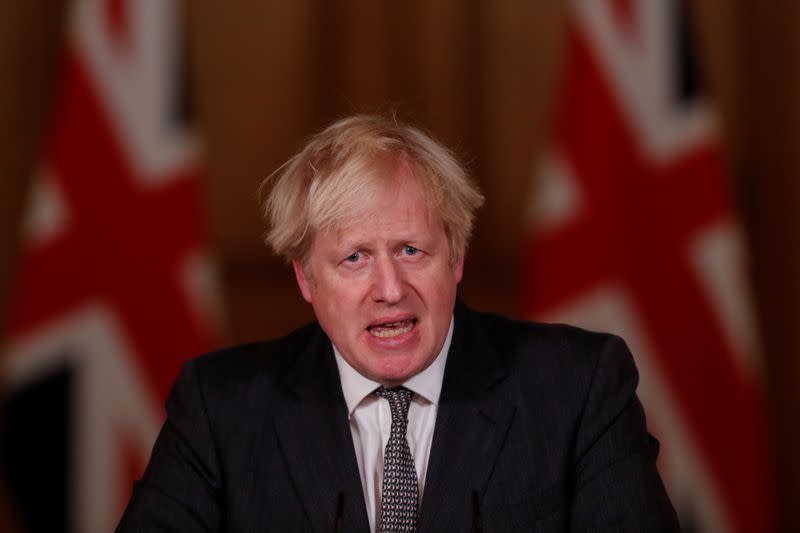 Britain's PM Johnson holds a news conference at Downing Street in London