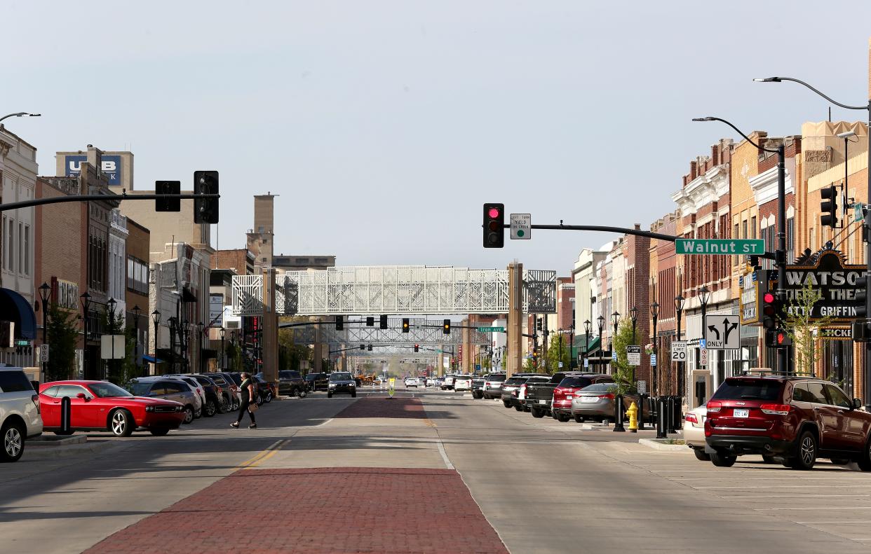 A look down Santa Fe Avenue in downtown Salina, Kansas. American Rescue Plan Act dollars have gone toward several initiatives that address business and nonprofit recovery following the COVID-19 pandemic, including a downtown incubator location that is still to be determined.