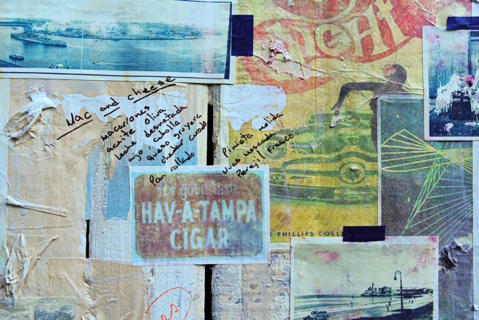 Imágenes de archivos, carteles y anuncios asociados a los recuerdos del artista en Cuba.