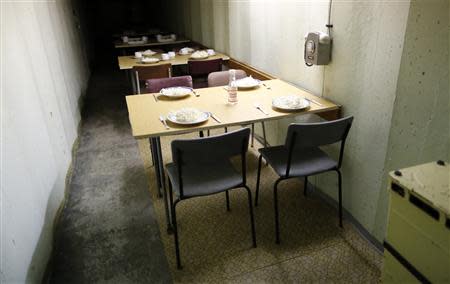 A dining room is pictured at the 'Bunker-Museum' in Rennsteighoehe near the eastern city of Ilmenau October 12, 2013. The museum is a former East German bunker, built in the 1970s to shelter the district's command unit in an emergency. REUTERS/Ina Fassbender