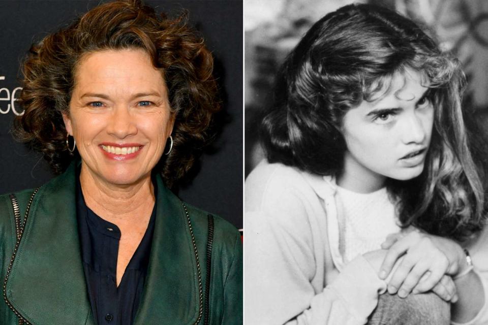 <p>Craig Barritt/Getty; New Line Cinema/Getty </p> Heather Langenkamp in 2022 and in 