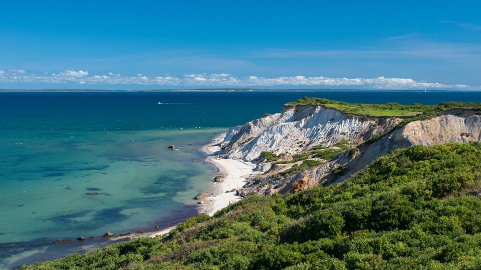 These famous clay cliffs make for a stunning beach backdrop.