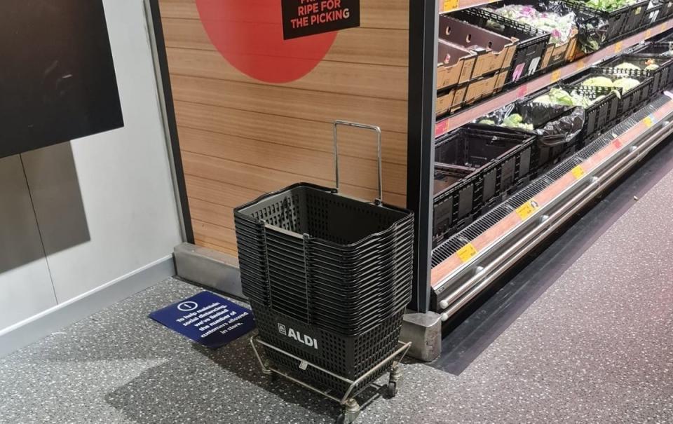 Baskets in Aldi store in Queensland.