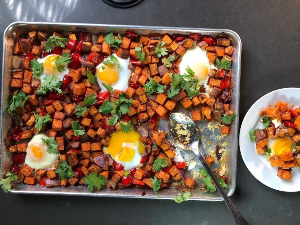 One-Pan Sweet Potato and Egg Hash