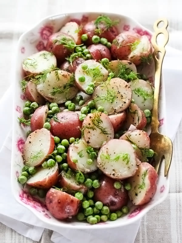 <p>Foodie Crush</p><p>There are only three steps in this easy recipe for boiled red potatoes and English peas with butter and fresh dill, making this a lovely side for a spring lunch or dinner.</p><p><strong>Get the recipe: <a href="https://www.foodiecrush.com/dilled-red-potatoes-and-peas/" rel="nofollow noopener" target="_blank" data-ylk="slk:Dilled Red Potatoes and Peas;elm:context_link;itc:0;sec:content-canvas" class="link ">Dilled Red Potatoes and Peas</a></strong></p>