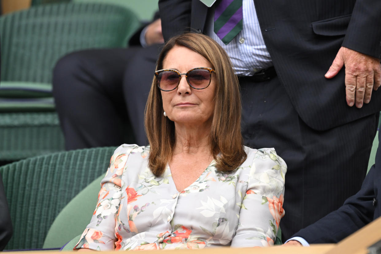 LONDON, ENGLAND - JULY 05: Carole Middleton at All England Lawn Tennis and Croquet Club on July 05, 2022 in London, England. (Photo by Karwai Tang/WireImage)
