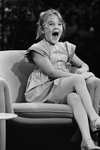 <p>Gene Arias/NBCU Photo Bank</p> Drew Barrymore on 'The Tonight Show Starring Johnny Carson' in 1982