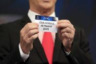 Football Soccer - UEFA Champions League Semi-Final Draw - Nyon, Switzerland - 21/4/17 Final Ambassador Ian Rush holds the name of Atletico Madrid during the draw of the UEFA Champions League semi-finals Reuters / Pierre Albouy Livepic