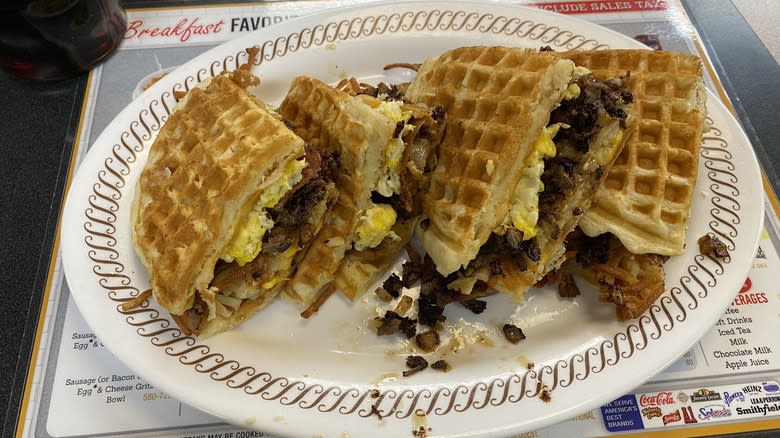 Waffle House sandwich on plate 