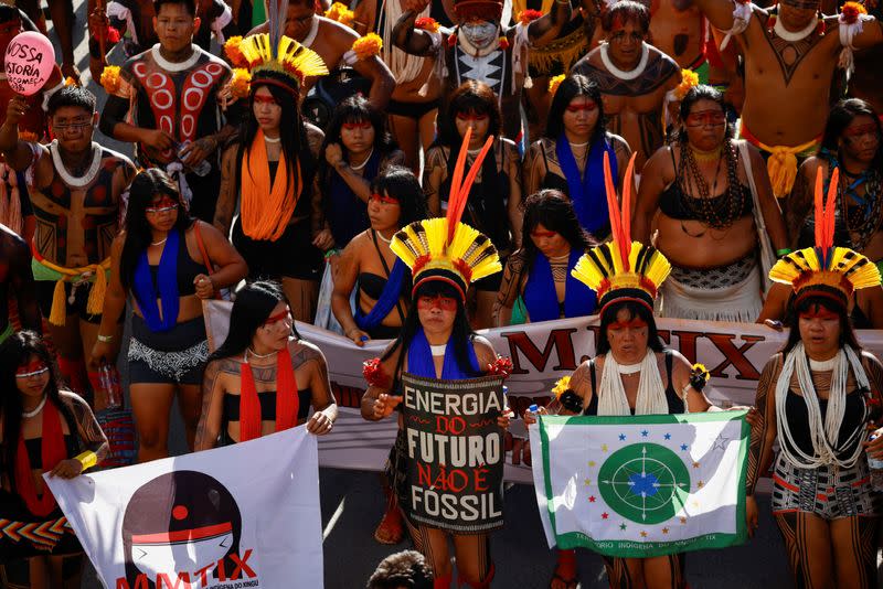 Indigenous people take part in the Terra Livre (Free Land) protest in Brasilia