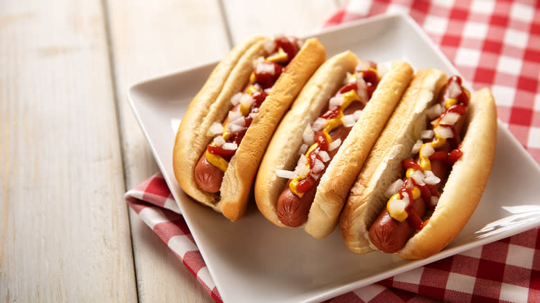 Hot dogs with condiments 