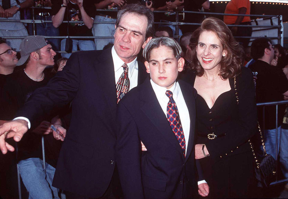 Tommy Lee Jones, who played the villain Two-Face, escorted his then-wife Kimberlea Cloughley and their son Austin to the premiere. Lee told ET that he made 'Batman Forever’ because he thought his kids would enjoy it.