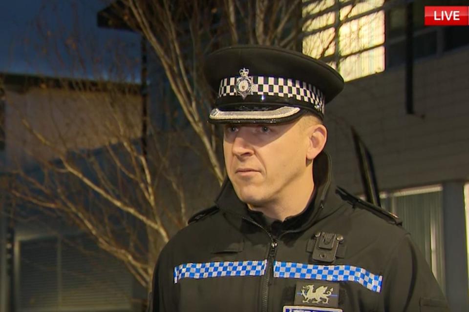 Superintendent Owain Llewellyn of North Wales Police speaking to media (Sky News)