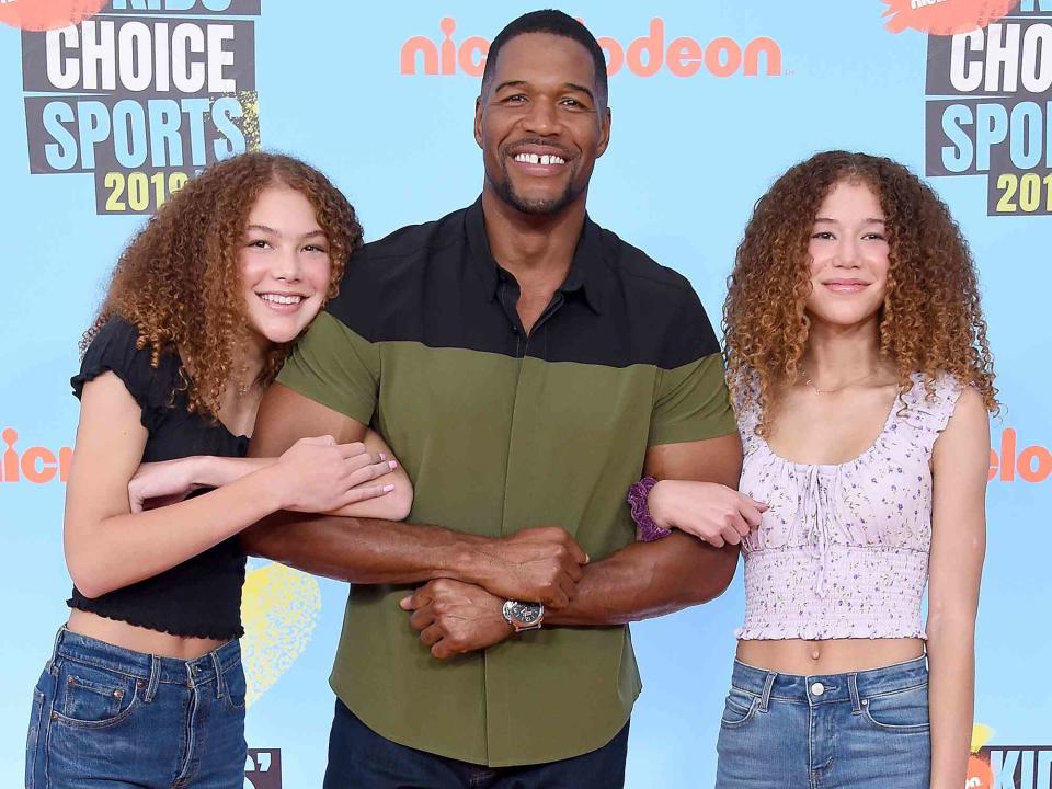 <p>Gregg DeGuire/WireImage</p> Sophia Strahan, Michael Strahan, and Isabella Strahan attend Nickelodeon Kids