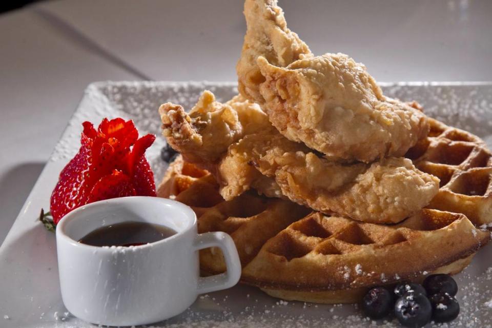 Fried chicken and waffles at Chef Point Cafe in Watauga,