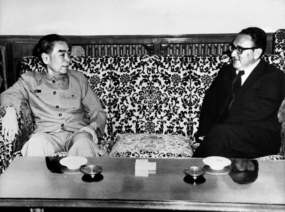 Kissinger meets with Chinese premier Zhou Enlai in Beijing in July 1971 (AFP/Getty)