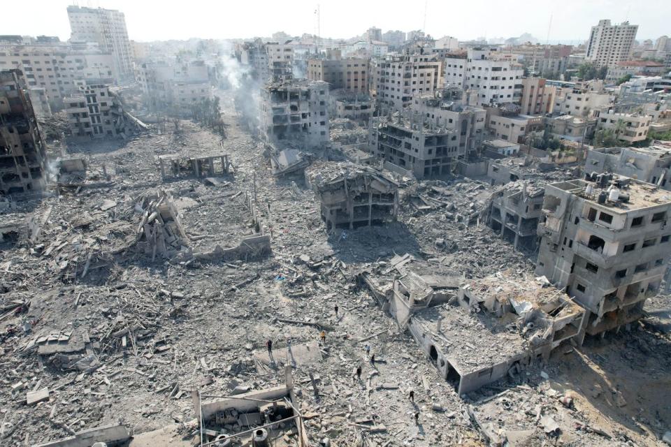 Aftermath of Israeli strikes on Gaza on Oct. 10, 2023, in retaliation to Hamas terrorist attacks against Israel. (Ashraf Amra/Anadolu via Getty Images)