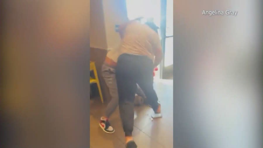 Video of 13-year-old Kassidy Jones getting beaten by an unknown woman inside a Harbor City McDonald's on Sept. 6, 2023. (Angelina Gray)