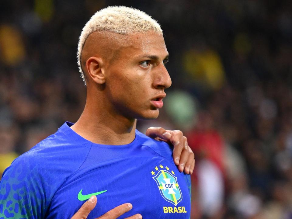 Richarlison scored Brazil’s second goal in their 5-1 win against Tunisia and had a banana thrown at him while he celebrated  (AFP via Getty Images)