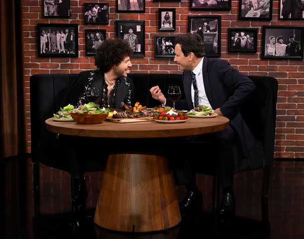 <p>Todd Owyoung/NBC via Getty</p> Benny Blanco and Jimmy Fallon on The Tonight Show with Jimmy Fallon