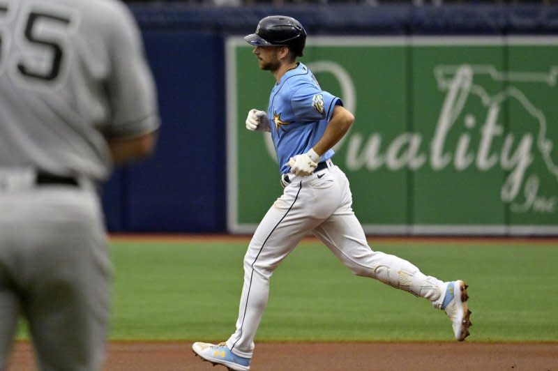 Der zweite Basisspieler der Tampa Bay Rays, Brandon Lowe, erzielte am Donnerstag in Baltimore einen 1:4-Erfolg mit einem RBI und einem Run-Scoring beim Sieg über die Baltimore Orioles.  Dateifoto von Steve Nesius/UPI