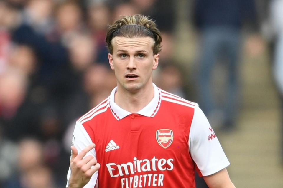 Stepping up: Rob Holding filled in admirably for William Saliba as Arsenal beat Crystal Palace (Arsenal FC via Getty Images)